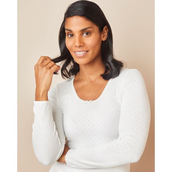 Pointelle Thermal Long-Sleeved Top