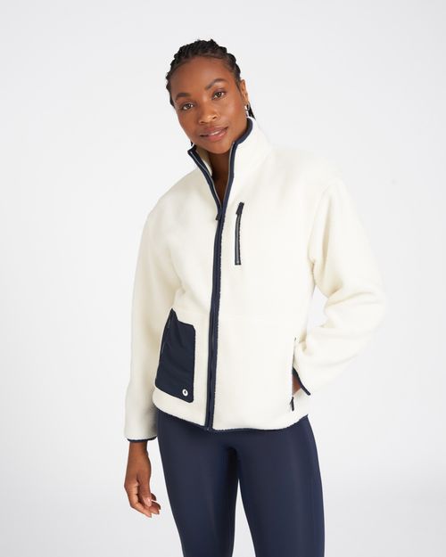 Powercut Outsider Full Zip Fleece In Marshmallow