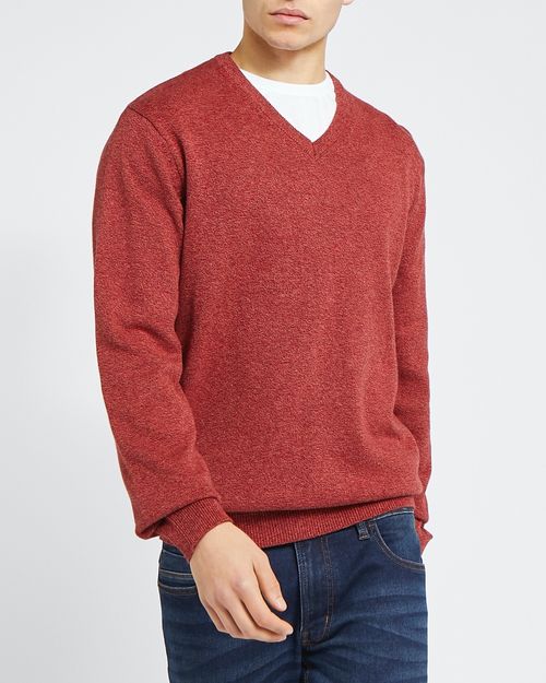 Regular Fit Cotton V-Neck Jumper