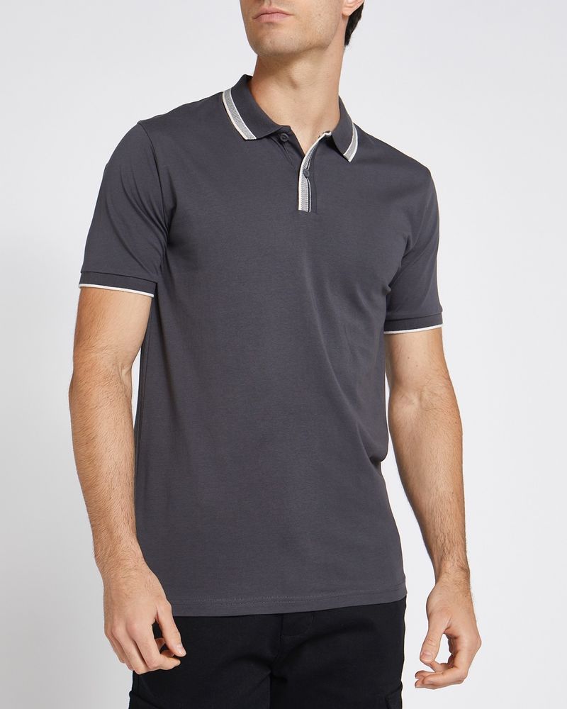 Slim Fit Stripe Placket Polo Shirt Dunnes Stores