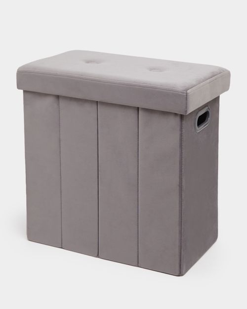 Slim Foldable Velvet Storage Ottoman