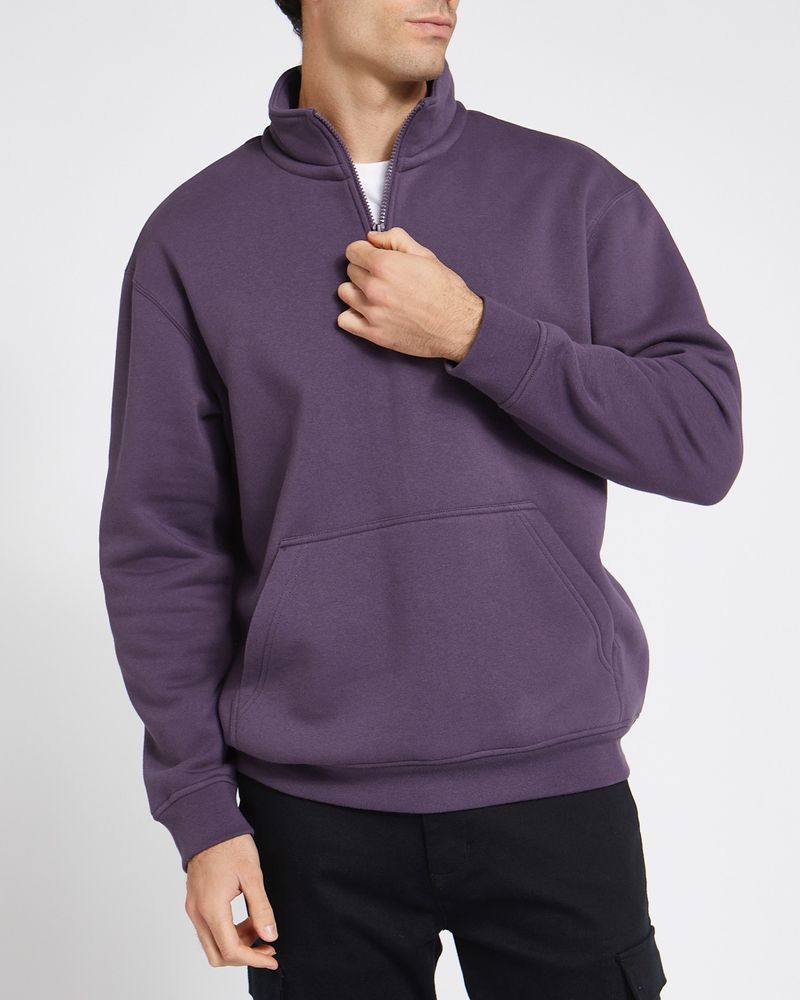 Relaxed Fit Half Zip Sweatshirt Dunnes Stores