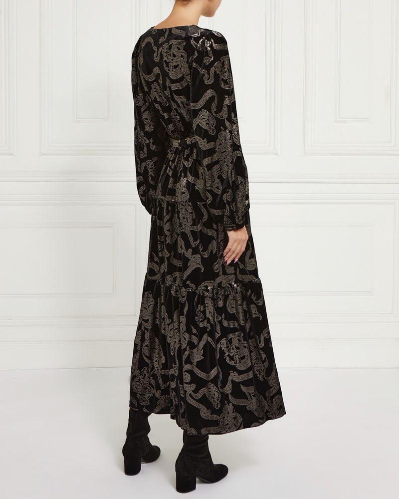 Gallery Velvet Foil Dress Dunnes Stores