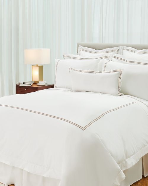 Francis Brennan the Collection Mink Double Stripe Flat Sheet