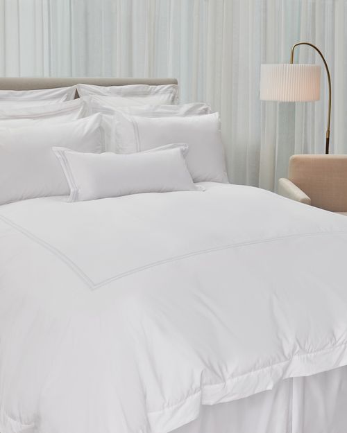 Francis Brennan the Collection White Double Stripe Flat Sheet