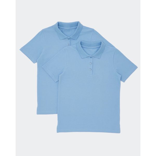 Girls Stain Release Short-Sleeved Slim Polo Shirts - Pack Of 2