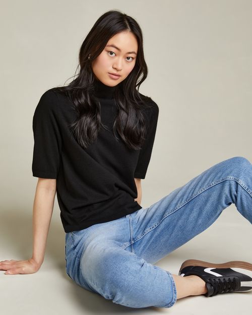 Polo Neck Fine Knit Jumper