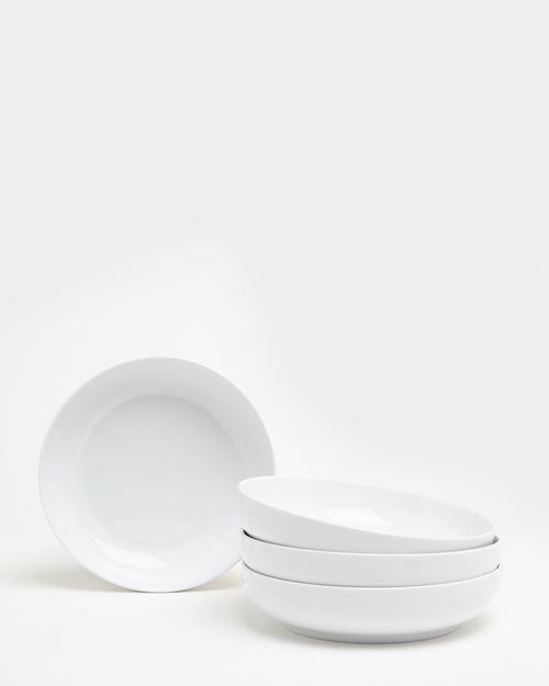 Simple White Large Pasta Bowl - Pack Of 4