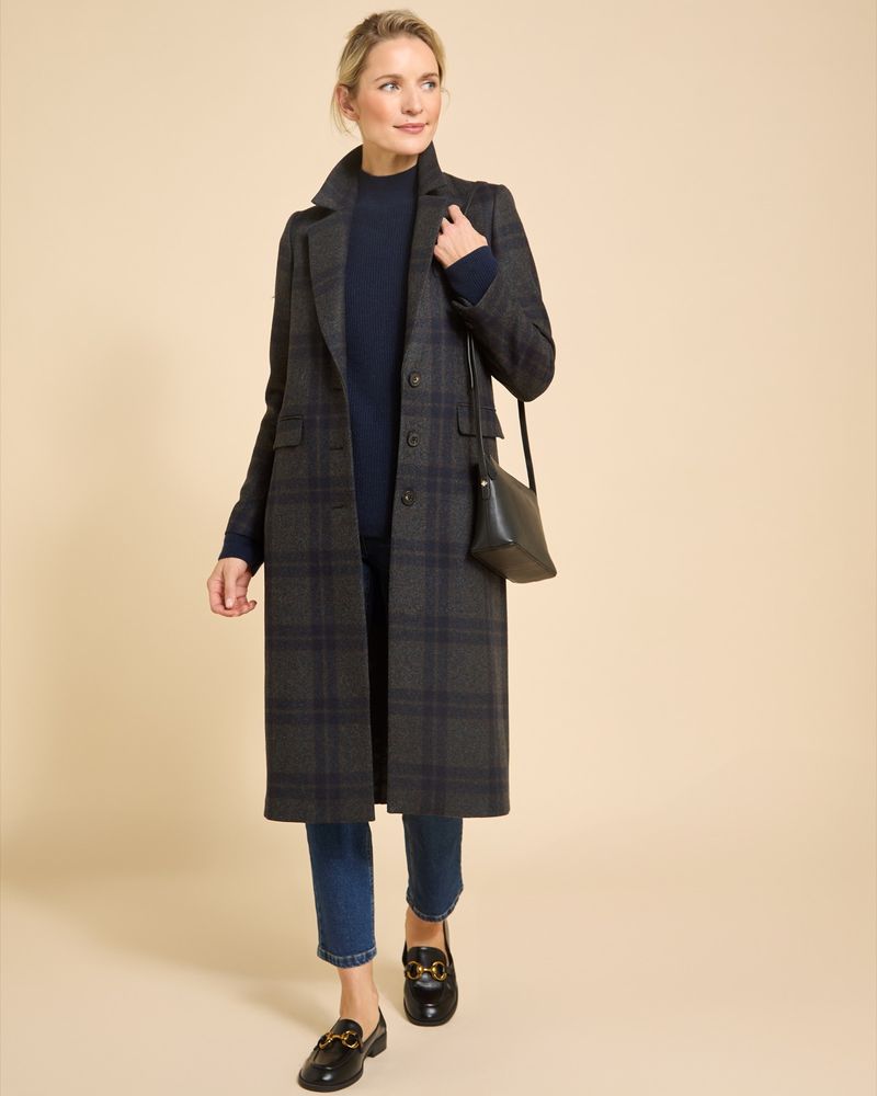 Paul Costelloe Living Studio Wool Blend Check Tailored Coat Dunnes Stores