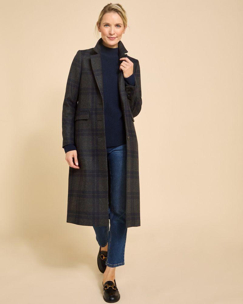 Paul Costelloe Living Studio Wool Blend Check Tailored Coat Dunnes Stores