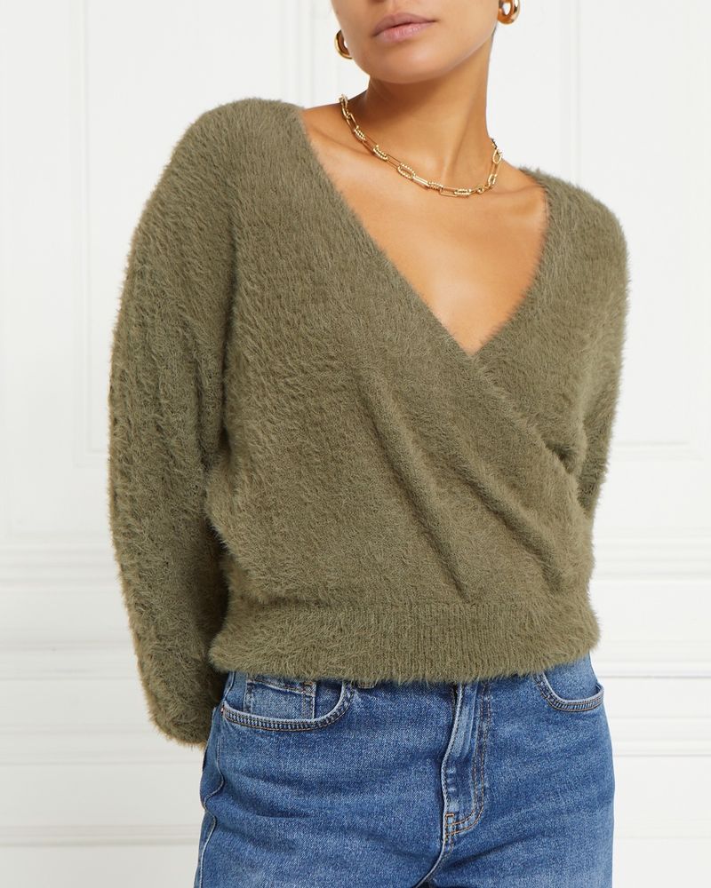Gallery Fluffy Wrap Jumper Pointelle Det Dunnes Stores