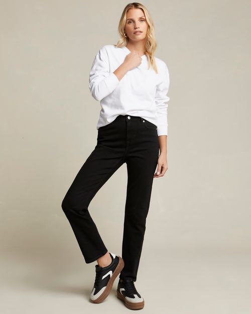 Mid Rise Slim Straight Jeans