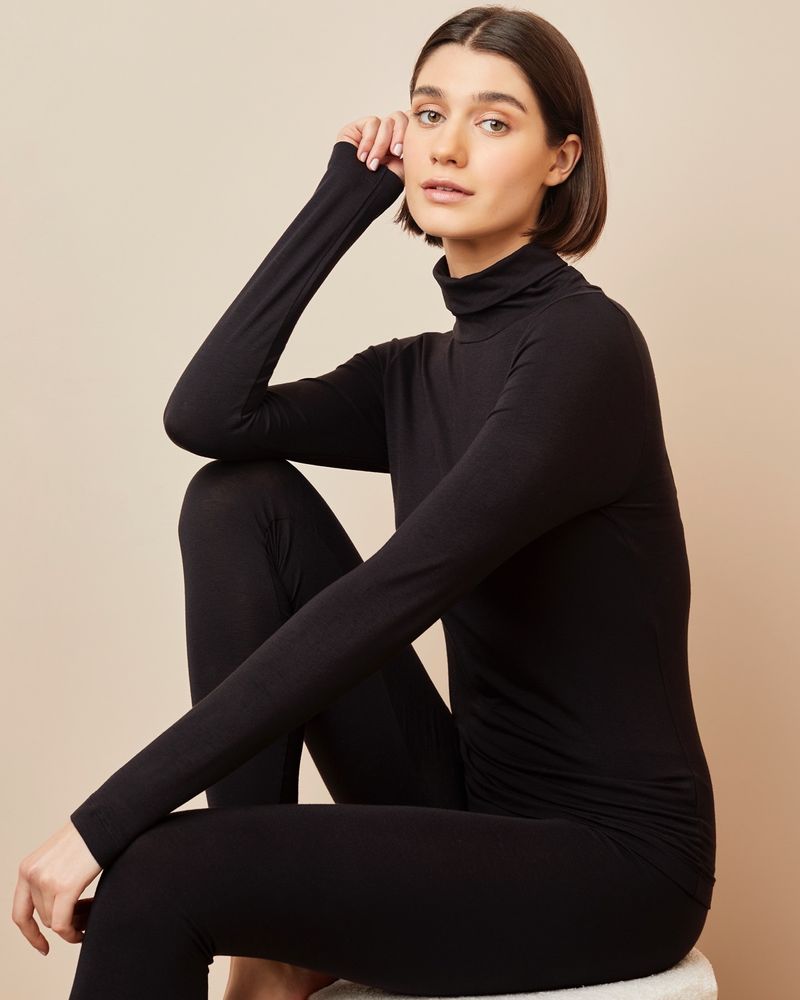 Black thermal polo neck online