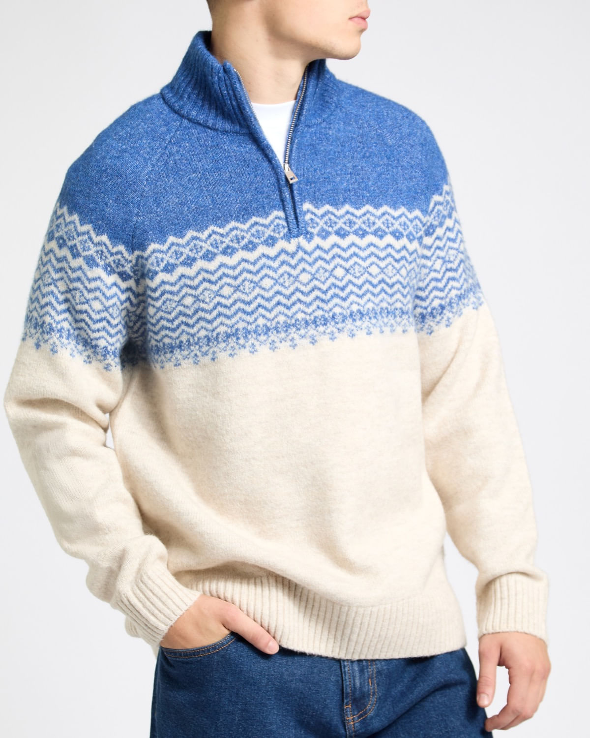 Fair Isle Quarter Zip Jumper Dunnes Stores