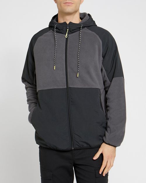 Contrast Panel Fleece Hoodie