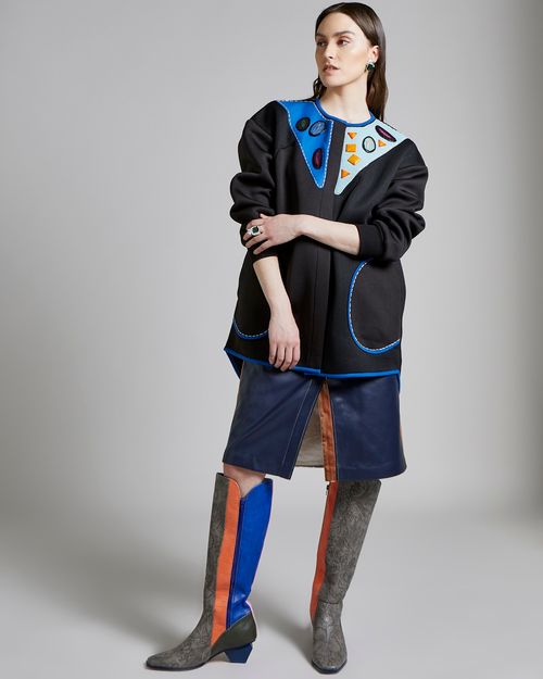 Joanne Hynes Sylvia Stone Embellished Jersey Throw On Jacket With Dip Back Hem