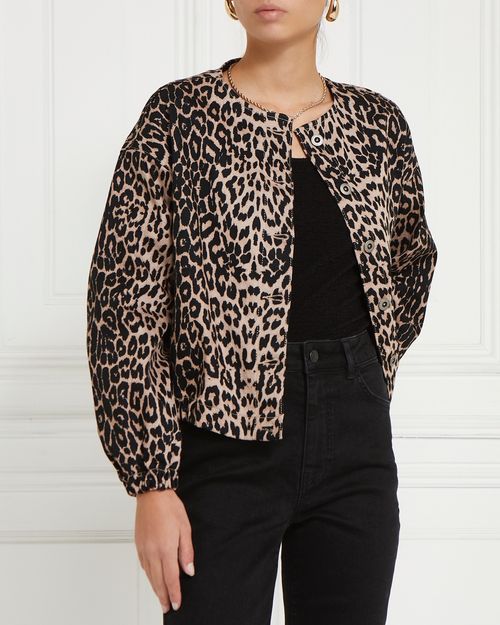 Gallery Leopard Print Bomber Jacket