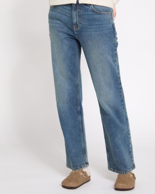 Mid Rise Straight Jeans