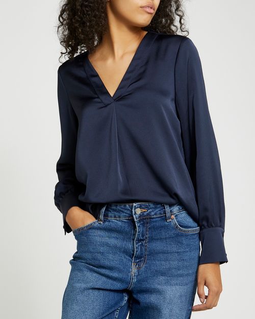 Satin V-Neck Woven Top