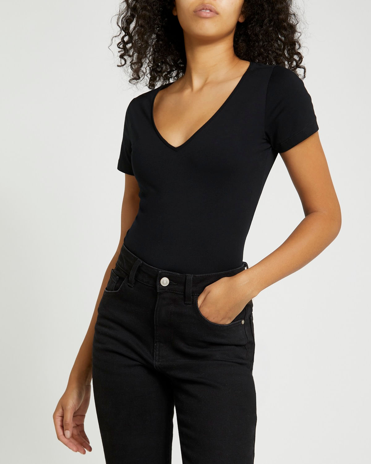 Short Sleeve Dunnes Stores Ladies Tops Stretch V-Neck T-Shirt