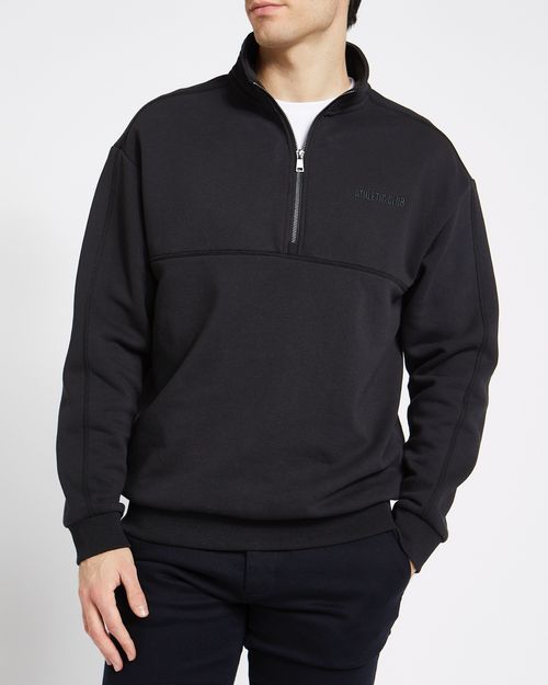 Embroidered Half Zip Funnel Neck Sweatshirt