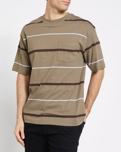 Relaxed Fit Stripe Pique T-Shirt