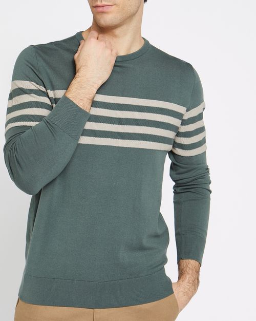 Waffle Stripe Crew Jumper