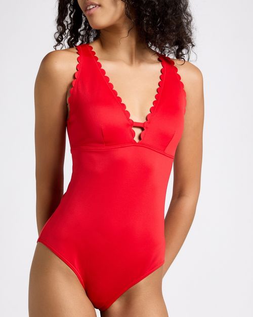 Scallop Trim Swimsuit