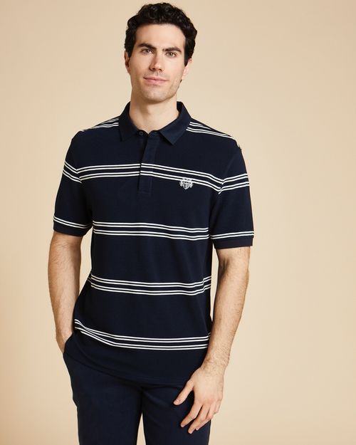 Paul Costelloe Living Men Textured Rib Stripe Polo Shirt