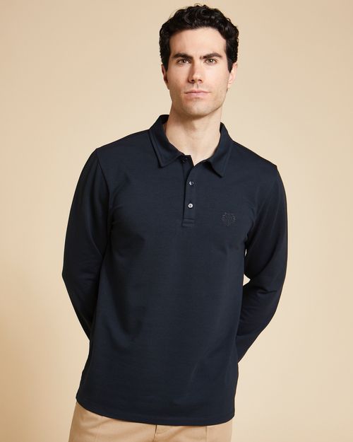 Paul Costelloe Living Men Long Sleeve Polo With Shirt Cuffs