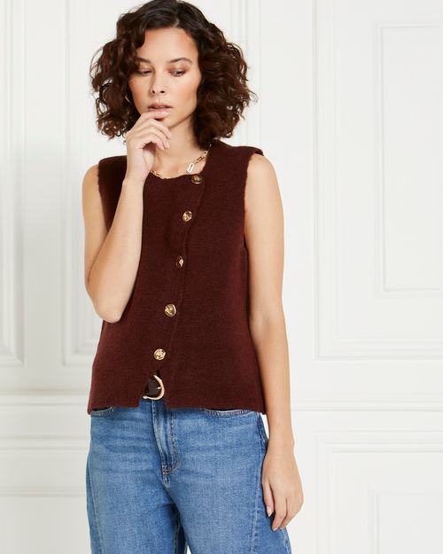 Gallery Alexa Asymmetric Sleeveless Cardigan