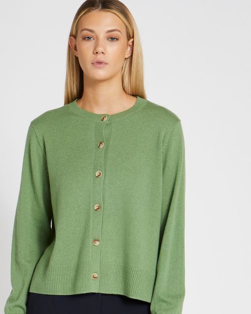 Carolyn Donnelly The Edit Green Wool Cashmere Blend Cardigan