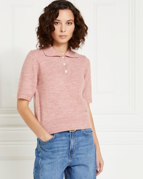 Gallery Short Sleeve Button Collar Jumper