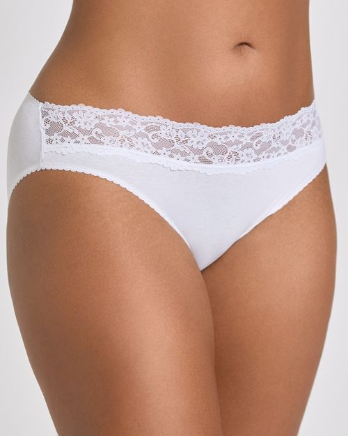Lace Top Cotton High Leg Brief - Pack Of 5
