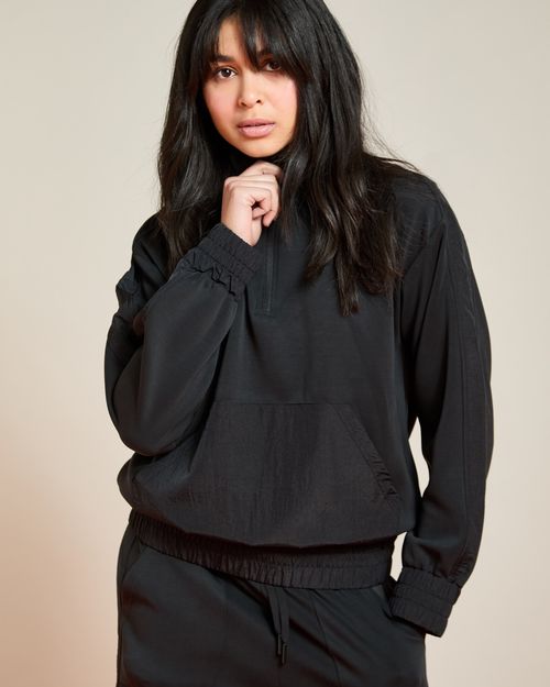 Helen Steele Black Soft Touch Modal Woven Pocket Sweater