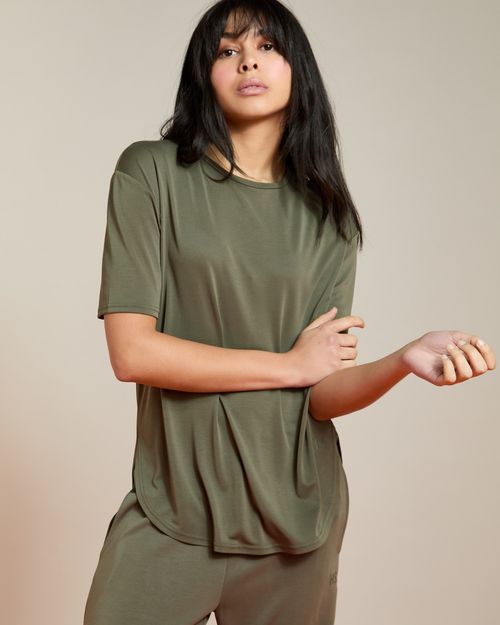 Helen Steele Khaki Modal Crew Neck T-Shirt