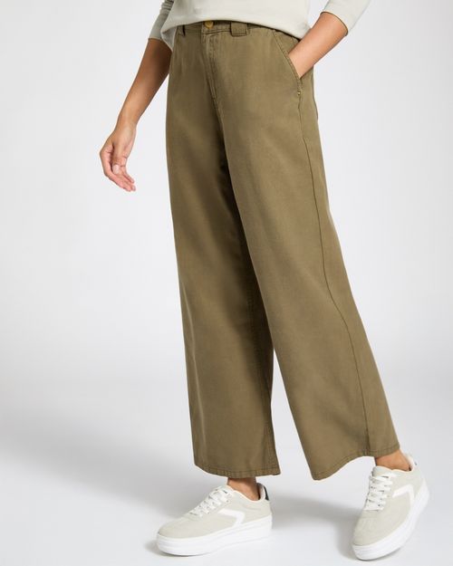 Lyocell Blend Wide Leg Ankle Trousers