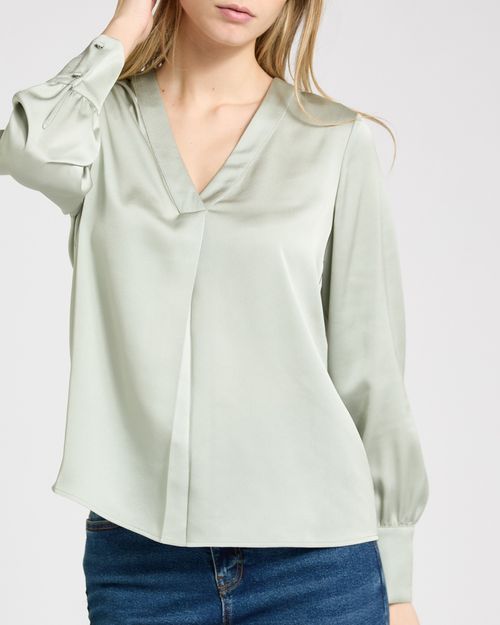 Satin V-Neck Woven Top