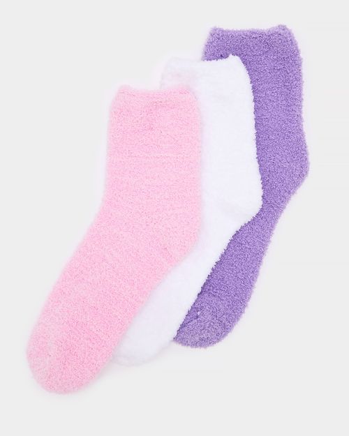Quarter-Length Fluffy Socks - Pack Of 3