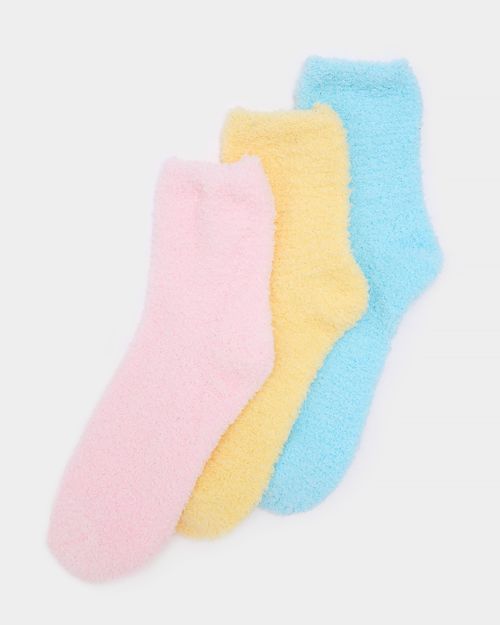 Quarter-Length Fluffy Socks - Pack Of 3