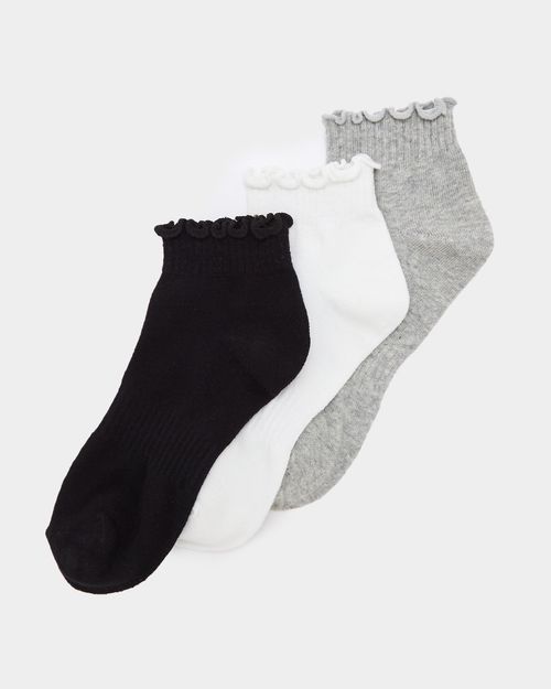 Lettuce Edge Quarter Length Socks - Pack Of 3