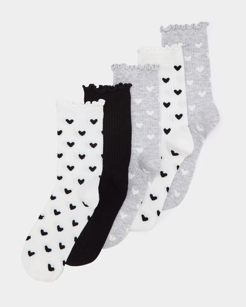 Cotton Rich Rib Crew Socks - Pack Of 5