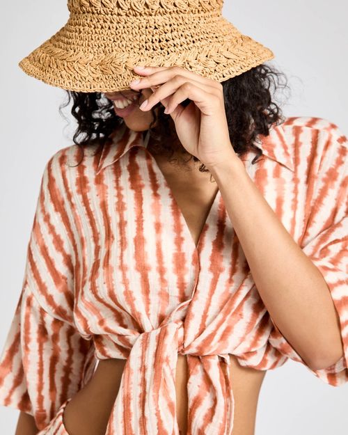 Printed Tie Front Shirt