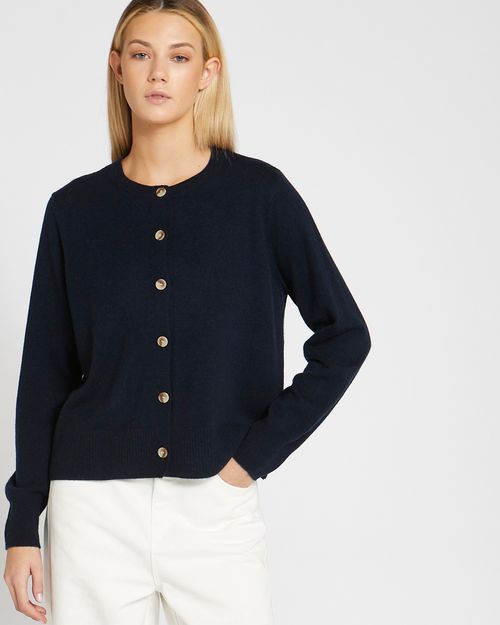 Carolyn Donnelly The Edit Navy Wool Cashmere Blend Cardigan