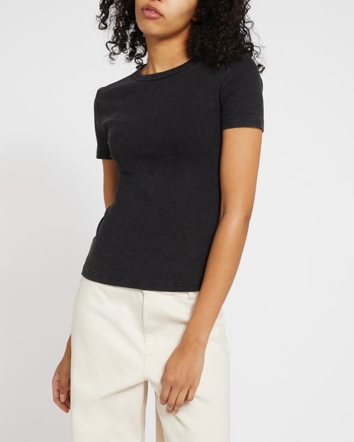 Short Sleeve Ribbed Crew Neck T-Shirt