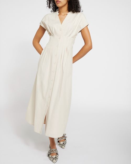 Button Front Midi Dress