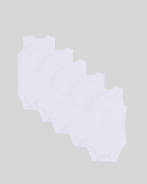 Cotton Sleeveless Baby Bodysuits - Pack of 5 (0 Months-3 Years)