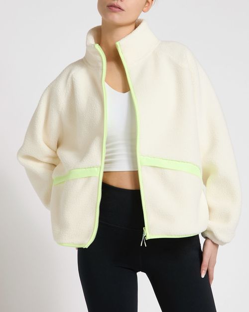 Contrast Trim Zip Through Fleece