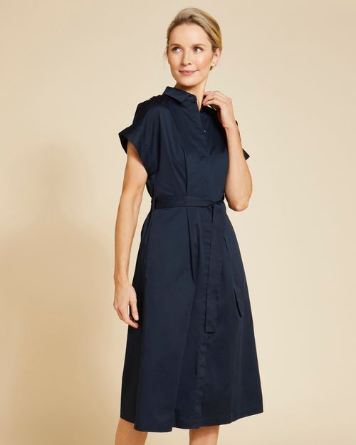 Paul Costelloe Living Studio Navy Cotton Shirt Dress