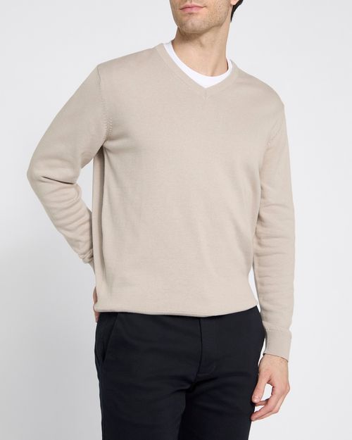 Regular Fit Cotton V-Neck Jumper
